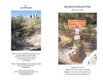 Left top: Ground level looking up at Emory Peak at Big Bend National Park / Right: Lost Mine Trail sign with cautionary in a desert setting (brush, boulder)